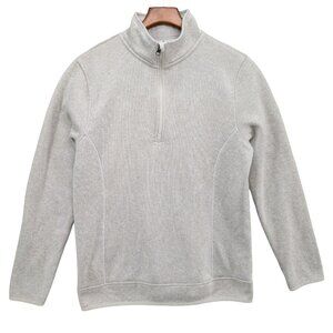 Eddie Bauer 1/4 Zip Sweater Womens Light Grey Long Sleeve Size XLT